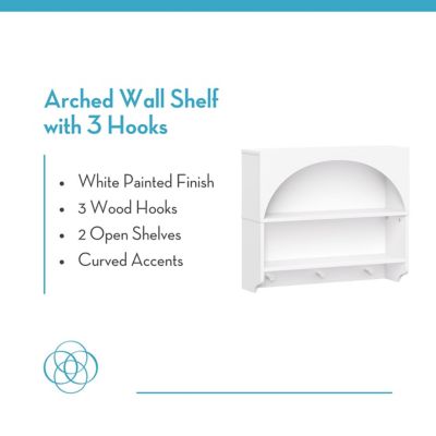 Image showing  Arched Wall Shelf with 3 Hooks