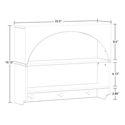 Image showing 5 th RiverRidge Home Arched Wall Shelf with 3 Hooks