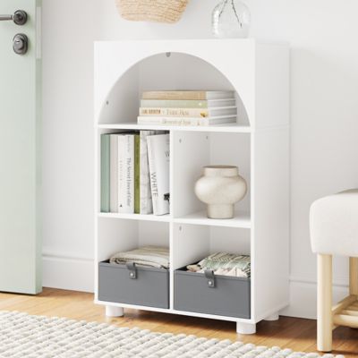 Image showing  Arched 23 in. 4 Cubby Storage Cabinet with 2pc Half Size Bins, 16-054K