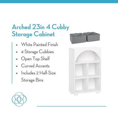 Image showing  Arched 23 in. 4 Cubby Storage Cabinet with 2pc Half Size Bins, 16-054K