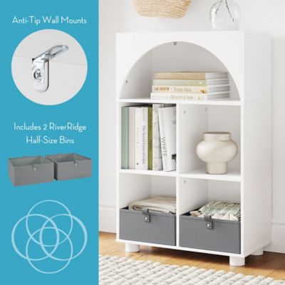 Image showing  Arched 23 in. 4 Cubby Storage Cabinet with 2pc Half Size Bins, 16-054K