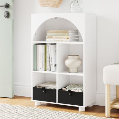 Image showing  Arched 23 in. 4 Cubby Storage Cabinet with 2 pc. Half Size Bins