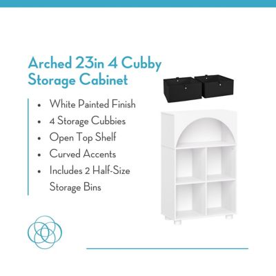 Image showing  Arched 23 in. 4 Cubby Storage Cabinet with 2 pc. Half Size Bins