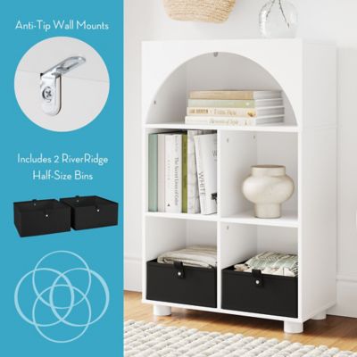 Image showing  Arched 23 in. 4 Cubby Storage Cabinet with 2 pc. Half Size Bins