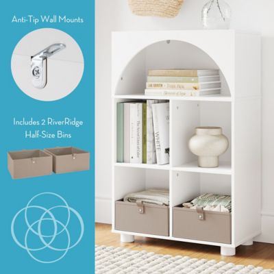 Image showing  Arched 23 in. 4 Cubby Storage Cabinet with 2pc Half Size Bins, 16-056K