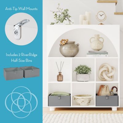 Image showing  Arched 35 in. 6 Cubby Storage Cabinet with 2pc Half Size Bins, 16-057K