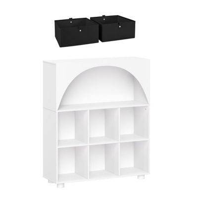 RiverRidge Home Arched 35 in. 6 Cubby Storage Cabinet with 2pc Half Size Bins, 16-058K