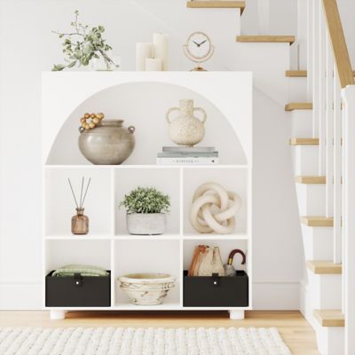 Image showing  Arched 35 in. 6 Cubby Storage Cabinet with 2pc Half Size Bins, 16-058K