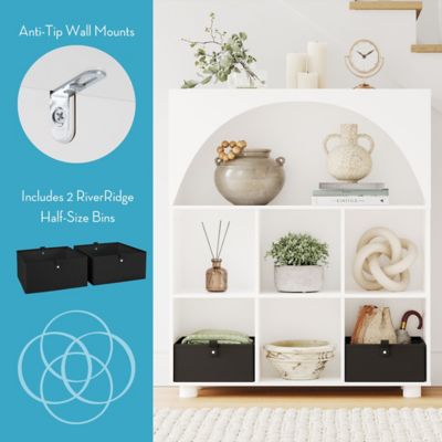 Image showing  Arched 35 in. 6 Cubby Storage Cabinet with 2pc Half Size Bins, 16-058K