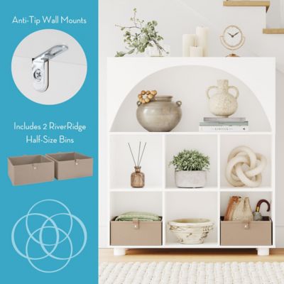 Image showing  Arched 35 in. 6 Cubby Storage Cabinet with 2pc Half Size Bins, 16-059K