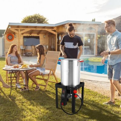 Image showing  30 qt. Turkey Fryer & Basket & 10 qt. Fish Fryer Kit, 50,000 BTU, CSA Certified, Auto Ignition, 10 PSI Regulator & Hose