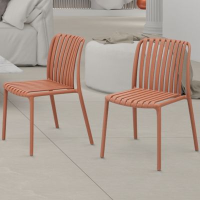 Image showing  Modern Outdoor Dining Chairs, 2-Pack, All-Weather Resin Stackable Chairs
