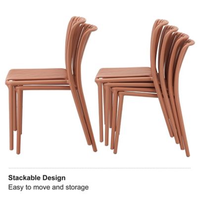 Image showing  Modern Outdoor Dining Chairs, 2-Pack, All-Weather Resin Stackable Chairs
