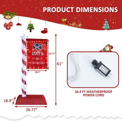 Image showing  5ft. 3D Countdown Light Christmas Holiday Yard Decoration Cool White LED with Digital Screen