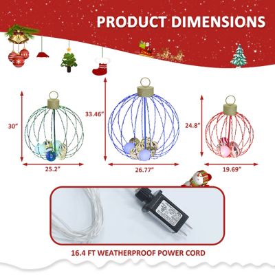 Image showing  3-Piece Multi-Color Metal Balls Christmas Holiday Yard Decoration with Mini Balls Ornament