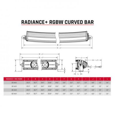 Image showing  Radiance+ Curved 20 in. RGBW Light Bar, 320053