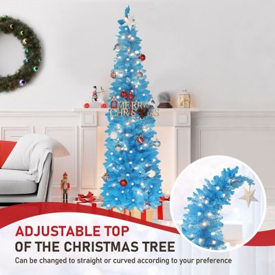 Image showing  Christmas Tree Prelit Halloween Christmas Tree with Lights and Bendable Branches, Black
