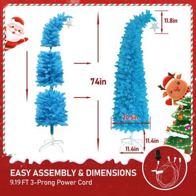 Image showing  Christmas Tree Prelit Halloween Christmas Tree with Lights and Bendable Branches, Black