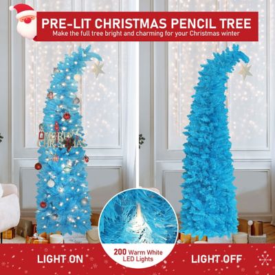 Image showing  Christmas Tree Prelit Halloween Christmas Tree with Lights and Bendable Branches, Black