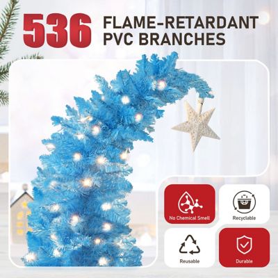 Image showing  Christmas Tree Prelit Halloween Christmas Tree with Lights and Bendable Branches, Black