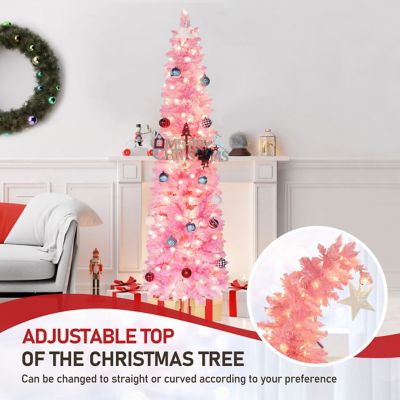 Image showing  Christmas Tree Prelit Halloween Christmas Tree with Lights and Bendable Branches, Pink