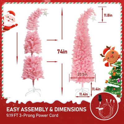 Image showing  Christmas Tree Prelit Halloween Christmas Tree with Lights and Bendable Branches, Pink
