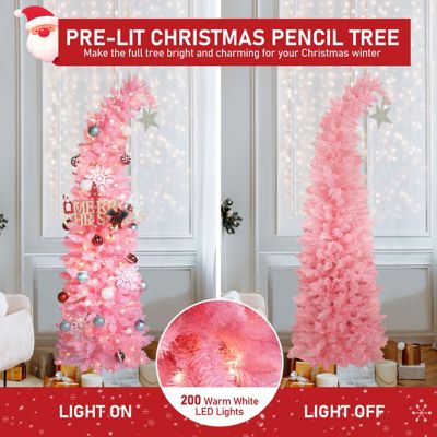 Image showing  Christmas Tree Prelit Halloween Christmas Tree with Lights and Bendable Branches, Pink
