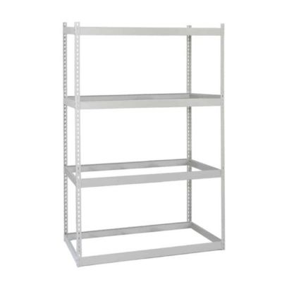 Lyon Rivet Rack Shelving Starter in Gray with Decking, 48 in. W x 24 in. D x 84 in. H, 4 level, 14GA 1000 Ib/Level Capacity
