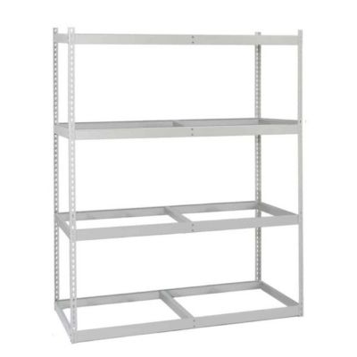 Lyon Rivet Rack Shelving Starter in Gray with O Decking, 72 in. W x 24 in. D x 84 in. H, 4 level, 14GA 800 Ib/Level Capacity