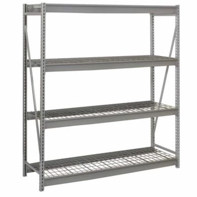 Lyon Bulk Storage Rack with Galvanized Wire Decking Starter, Gray 72 in. W x 48 in. D x 96 in. H 4 Levels 1900Ib/Level Cap.