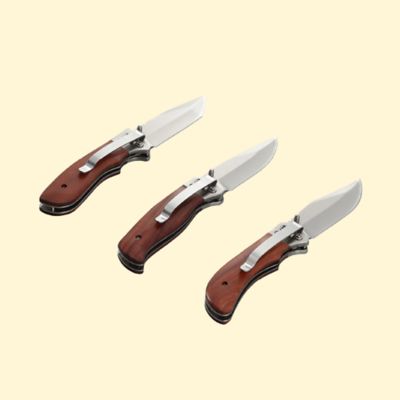 Image showing  Natural Wood Folding Knives, 3 pk.