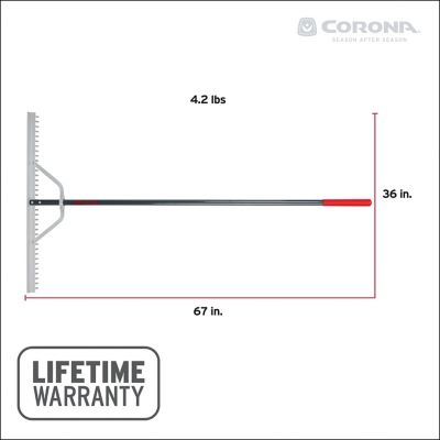 Image showing 6 th Corona 36 in Full Aluminum Landscape Rake, 36-Tine, Poly Grip
