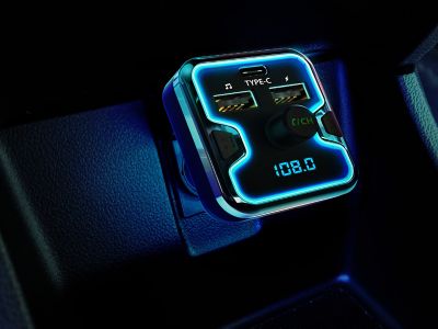 Image showing  FM Transmitter with USB and USB-C Power Delivery and Assistant Activation