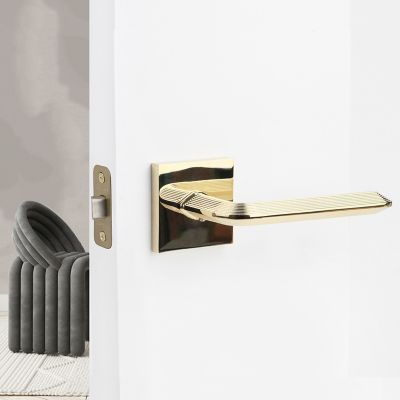 Image showing  Crosby Combined Modern Heavy Duty Interior Door Handle, MB-1107PVGD-RH