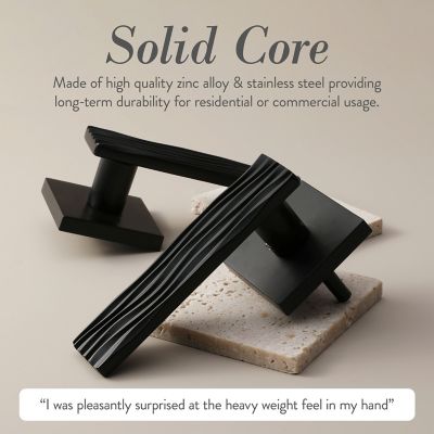 Image showing  Ridge Combined Modern Heavy Duty Interior Door Handle, Right-Handed, Matte Black, MB-1108PVMB-RH