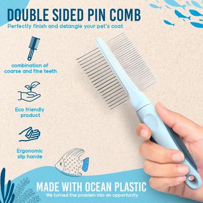 Image showing  Double-Sided Pin Comb for Pets, Eco-Friendly Grooming Tool for Dogs and Cats, OPDSPCM07-GRY