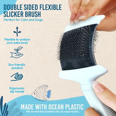 Image showing  Double-Sided Flexible Slicker Brush for Pets, Eco-Friendly Grooming Tool for Dogs and Cats, OPFXSLB09-BEI