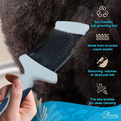 Image showing  Double-Sided Flexible Slicker Brush for Pets, Eco-Friendly Grooming Tool for Dogs and Cats, OPFXSLB09-BLU