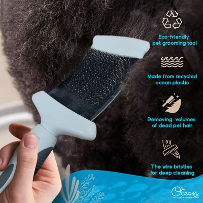 Image showing  Double-Sided Flexible Slicker Brush for Pets, Eco-Friendly Grooming Tool for Dogs and Cats, OPFXSLB09-GRY