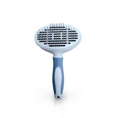 Image showing 6 th Ocean Plastic by PT Self-Cleaning Pin Slicker Brush, Retractable Head, Eco-Friendly Grooming Tool for Dogs & Cats, OPMSLB10-BLU