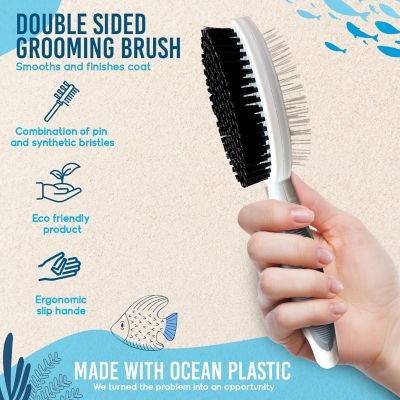 Image showing  Double-Sided Round Grooming Brush for Pets, Eco-Friendly Brush for Dogs and Cats, OPODGRB04-GRY
