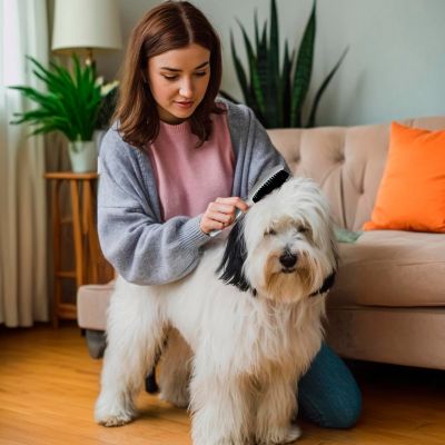 Image showing  Double-Sided Round Grooming Brush for Pets, Eco-Friendly Brush for Dogs and Cats, OPODGRB04-GRY