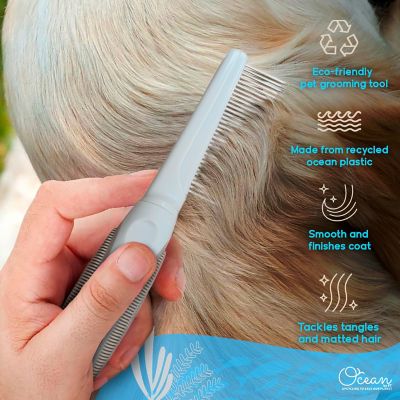Image showing  Single-Sided Pin Comb Brush for Pets, Eco-Friendly Grooming Tool for Dogs and Cats, OPSSPCM08-BEI