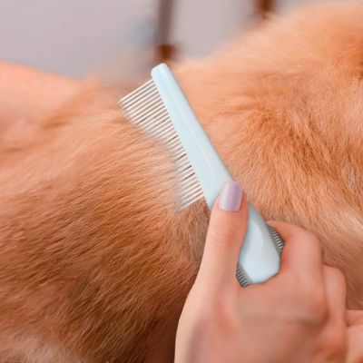 Image showing  Single-Sided Pin Comb Brush for Pets, Eco-Friendly Grooming Tool for Dogs and Cats, OPSSPCM08-BEI