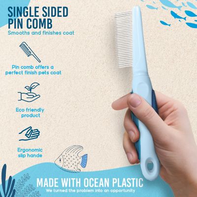 Image showing  Single-Sided Pin Comb Brush for Pets, Eco-Friendly Grooming Tool for Dogs and Cats, OPSSPCM08-BLU