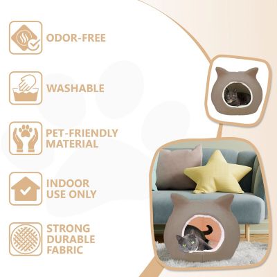 Image showing  Cat Bed, Cave Beds for Cats, Sherpa Fleece Cat House/Tent with Removable Cushion for Pet Kittens