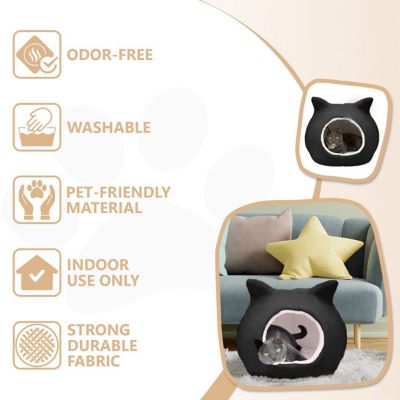 Image showing  Cat Bed, Cave Beds for Cats, Sherpa Fleece Cat House/Tent with Removable Cushion for Pet Kittens