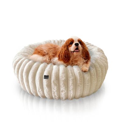 ELLE Decor Round Wide Wale Pet Cuddler Bed, Anti-Skid Bottom, Bedding for Dogs and Cats