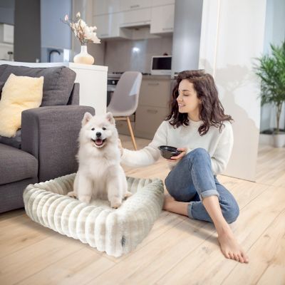 Image showing ELLE Decor Square Plush Pet Cuddler Bed, Stylish and Comfortable Bedding for Dogs and Cats