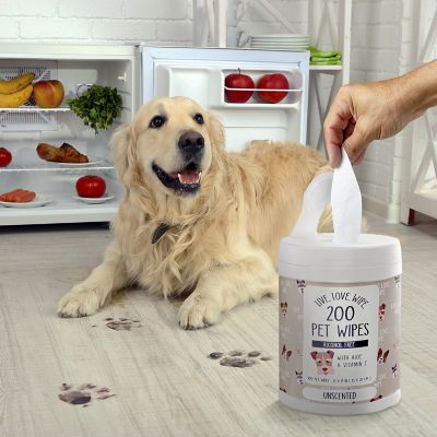 Image showing  Unscented Pet Grooming Wipes for Dogs & Puppies - 200ct Canister with Aloe & Vitamin E
